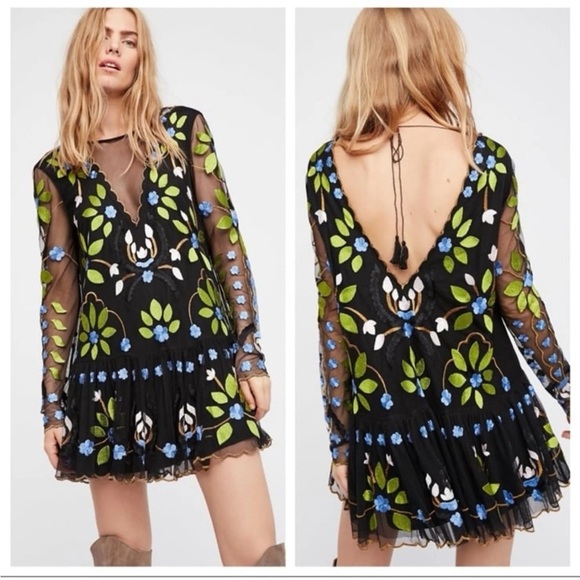 Free People Hearts Are Wild Mini Dress - Picture 1 of 8